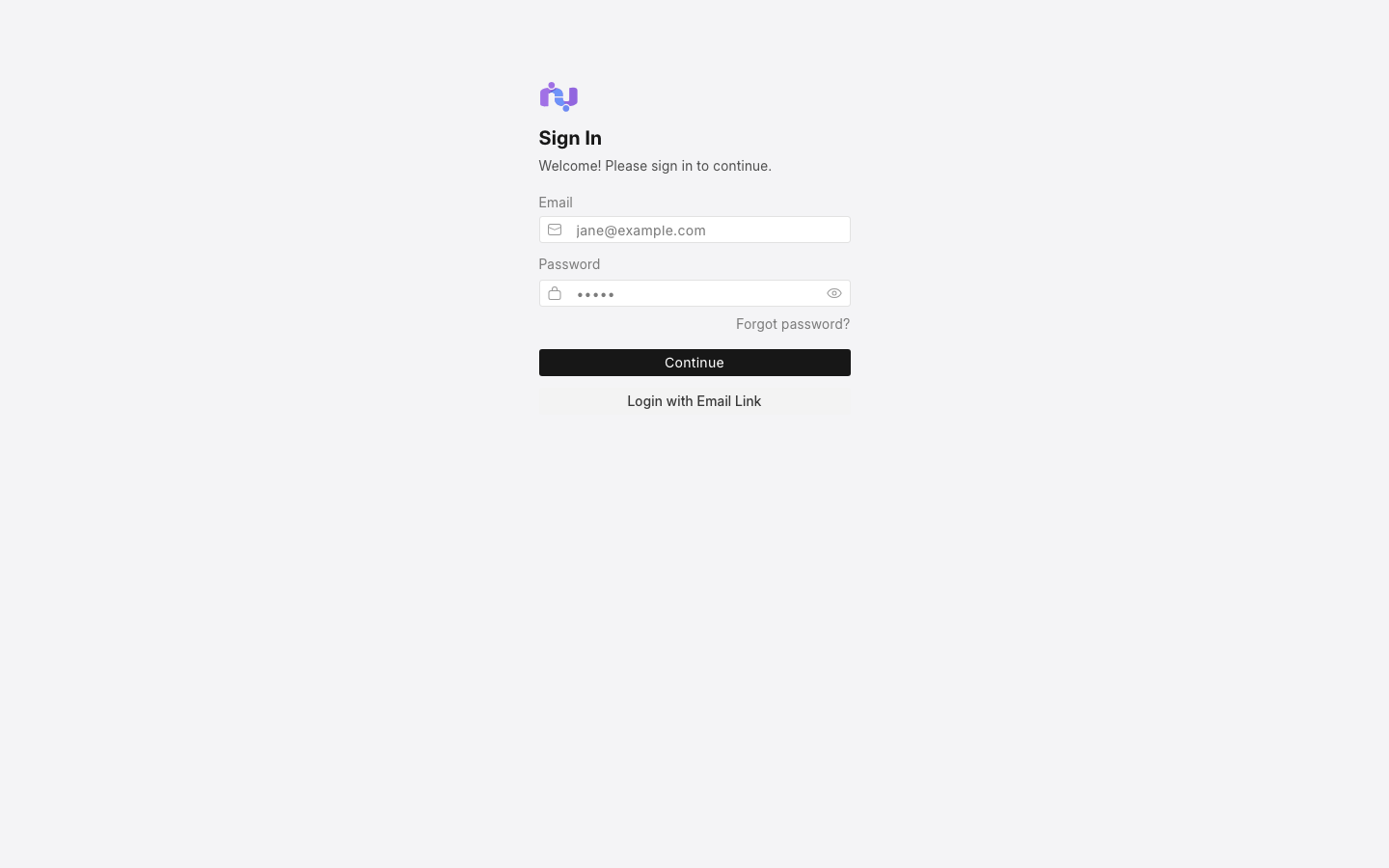 Halaman sign-in GARP ERP
